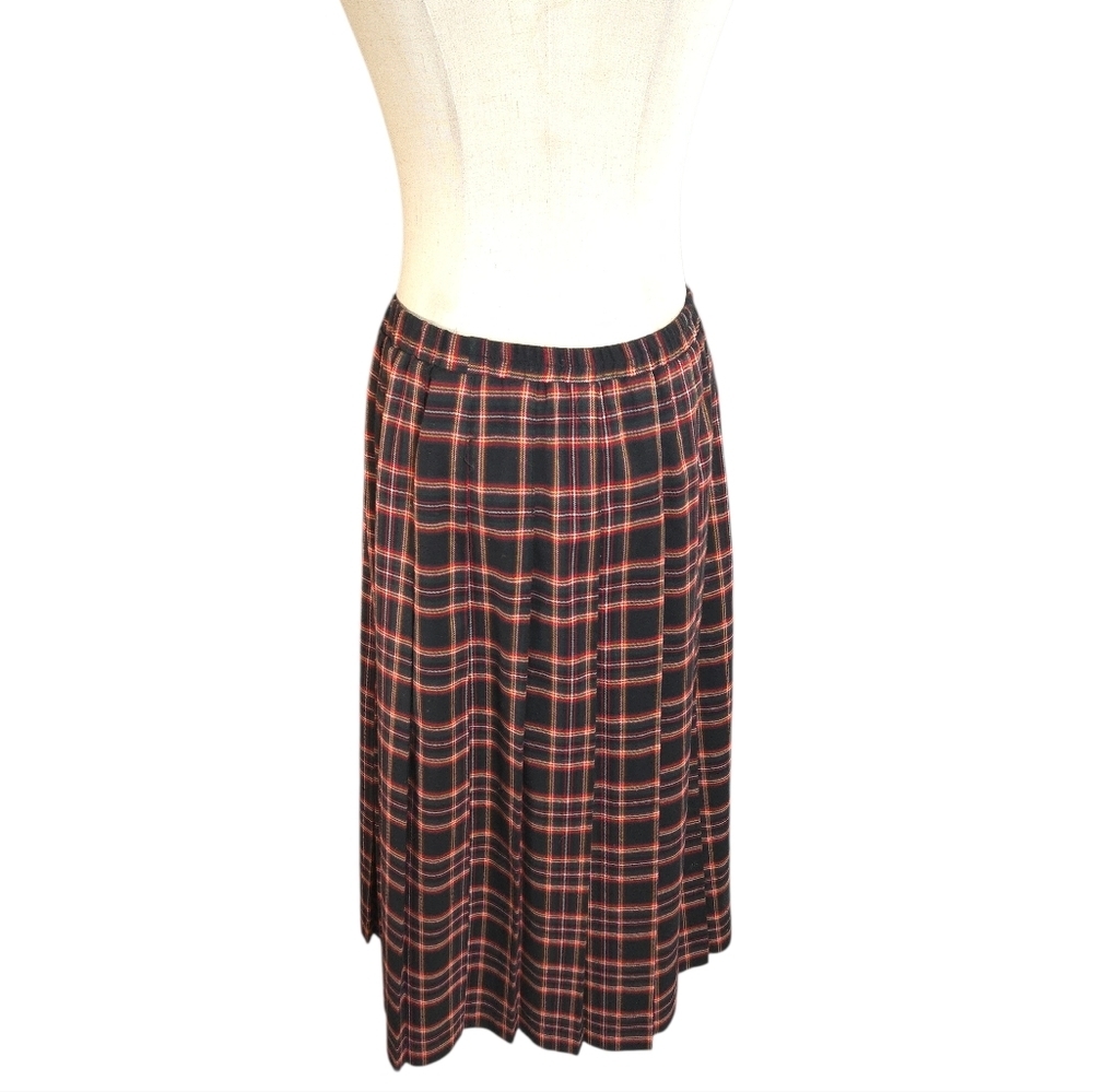 Appleseed's Black and Red Plaid Pleated Midi Skirt - Picture 5 of 7